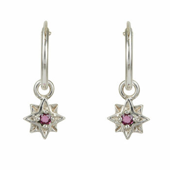 Guiding North Star Rhodolite Mini Hoops Gold Plated, 5 of 8