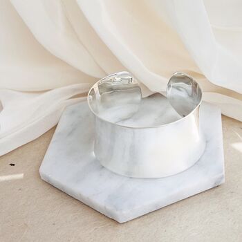 Chunky Adjustable Wide Sterling Silver Cuff Bangle, 3 of 6