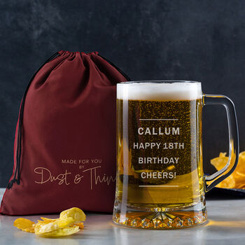 Personalised Pint Glass Beer Tankard For Him Gift Bag, 2 of 9