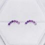 Ombre Amethyst Purple Cz Curved Bar Stud Earrings, thumbnail 3 of 11