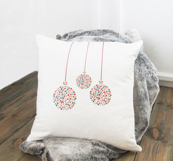 White Contemporary Christmas Bauble Cushion, 5 of 6