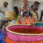 Kala: Pink, Orange And Turquoise Woven Moses Basket, thumbnail 8 of 10