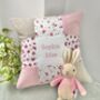 Ditsy Pink Patchwork Name Cushion, thumbnail 1 of 6