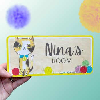 Cat Themed Bedroom Door Sign For Children, 3 of 8