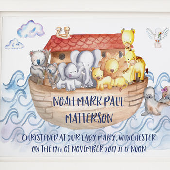 Christening Gift Noah's Ark Print, 5 of 9