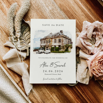 Venue Save The Date Cards, Watercolour Painting Effect, 3 of 6