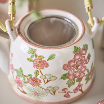 Floral Blooms Ceramic Teapot With Infuser, 2 of 5
