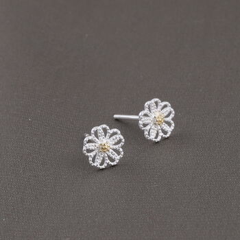 Sterling Silver 21st Lace Flower Ear Studs, 4 of 5