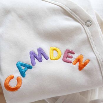 Personalised Organic Cotton Romper New Baby Gift, 6 of 9