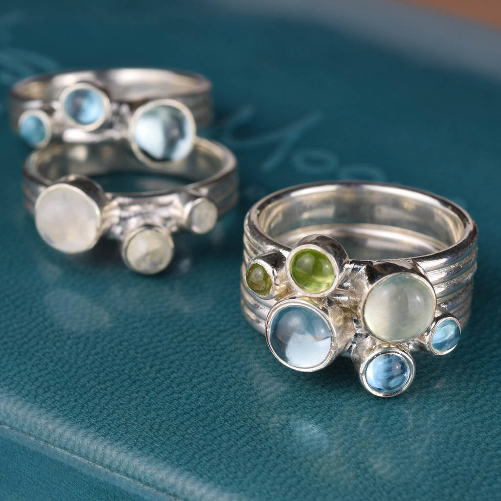 Moss Prehnite, Peridot And Tourmaline Silver Ring By Alison Moore Designs