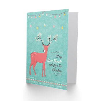 Dear Fiance Love Deer Christmas Card, 2 of 4