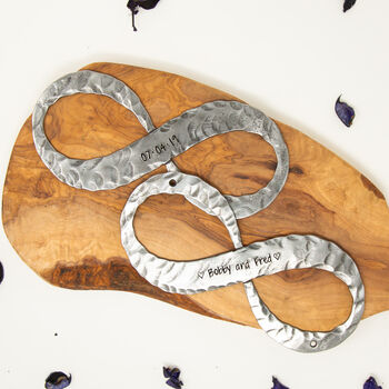 Personalised 11th Anniversary Gift Steel Infinity Sculpture, 2 of 12