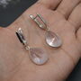 Rose Quartz Silver Teardrop Earrings, thumbnail 3 of 5