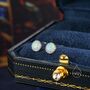 Sterling Silver 6mm White Opal Stud Earrings, thumbnail 3 of 11