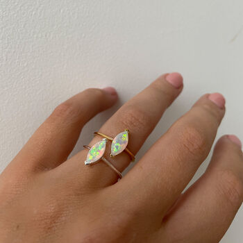 White Opal Marquise Ring In Sterling Silver, 3 of 3