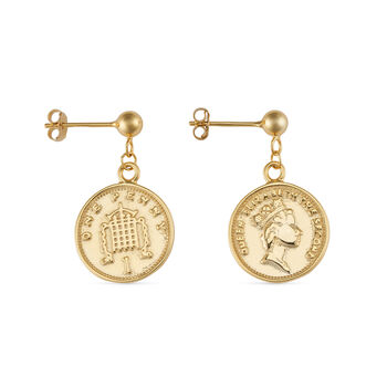 18 K Gold Plated Silver Coin Stud Earrings, 3 of 5