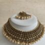 Indian Antique Gold Plated Pearl Choker Set, thumbnail 2 of 8