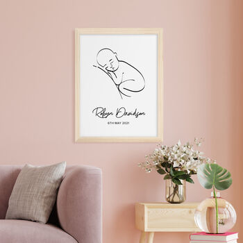 Personalised Line Art Resting Baby Print, 9 of 9