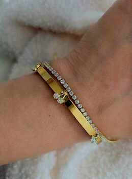Adjustable Box Clasp Cz Tennis Bracelet In Gold, Rose Gold And Silver Plated, Gift For Her, 6 of 11
