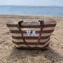 Personalised Beige Brown Stripe Tote Beach Bag, thumbnail 2 of 6