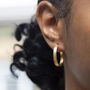 9ct Yellow Gold Ribbed Oval Hoop Creole Earrings, thumbnail 3 of 3