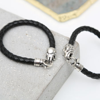 Sterling Silver And Leather Animal Clasp Bracelets, 7 of 9