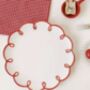 Scalloped Red And White Ceramic Plate, thumbnail 2 of 4