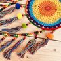 Large Rainbow Vegan Pom Pom Beads Dream Catcher, thumbnail 9 of 10