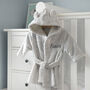 Personalised Grey Baby Dressing Gown With Ears On Hood, thumbnail 3 of 6