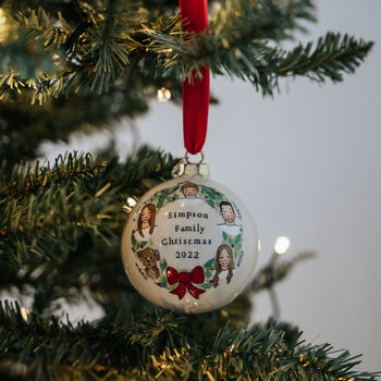 Family Portrait Christmas Bauble, Gift For Families, 2 of 10
