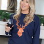 Ladies Christmas Jumper With Copper Stag, thumbnail 1 of 7