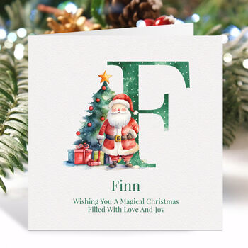 Personalised Green Initial Christmas Card, 5 of 8