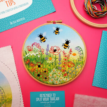 Bees And Wildflower Meadow Embroidery Kit, 2 of 9