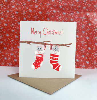 Personalised Mice Christmas Stocking Card, 2 of 6