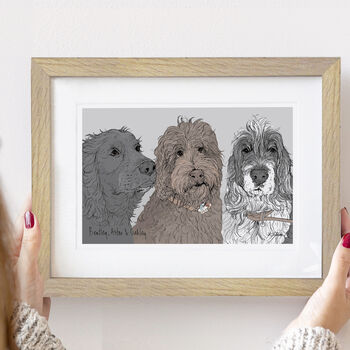 Personalised Pet Dog Portrait Of Three Dogs, 7 of 9