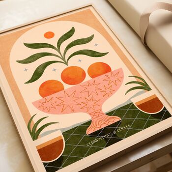 Clementines Citrus Fruit Bowl Art Print Poster, 3 of 4