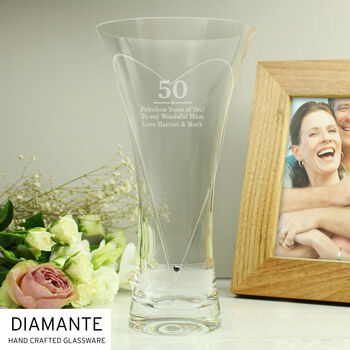 Wedding Anniversary Gift Engraved Crystal Glass Vase, 11 of 11
