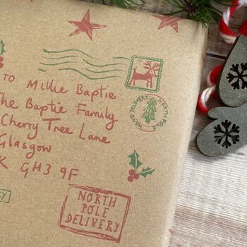 North Pole Special Delivery Name And Address Personalised Fibre Wrapping Paper, 2 of 5