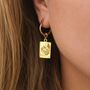 Gold Evil Eye Dangly Hoop Earrings, thumbnail 2 of 6