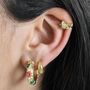 Pink Cloisonné Hoop Earrings In Gold Plating, thumbnail 3 of 4