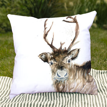 Inky Reindeer Outdoor Cushion For Garden Furniture, 2 of 8