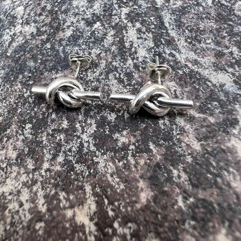 Sterling Silver Knot Earrings, 2 of 3