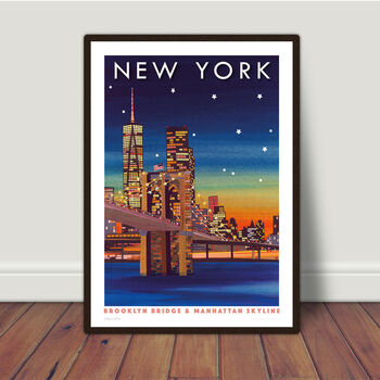 New York City, Brooklyn Bridge Travel Print, 2 of 3