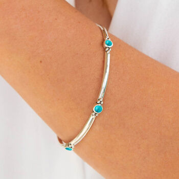 Holi Jewel Turquoise Bangle In Silver Or Gold Plated, 2 of 12