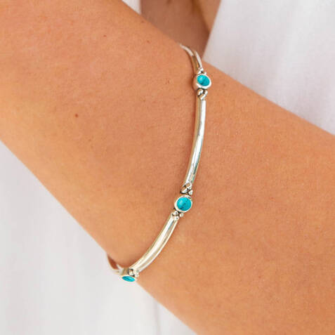 Holi Jewel Turquoise Bangle In Silver Or Gold Plated, 1 of 12