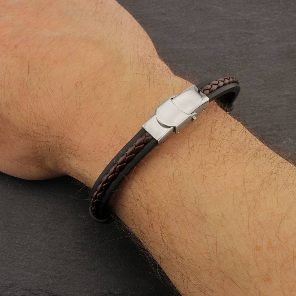 Personalised Initials Rubber And Leather Bracelet By Capture & Keep