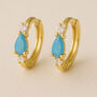 Yellow Gold Plated Turquoise Huggie Hoop Earrings, thumbnail 1 of 5