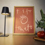 T Is For Tomato Red Food Print Artwork Illustraion, thumbnail 1 of 3