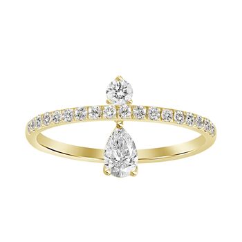 Floating Pear Diamond Band Ring, 3 of 3