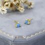 Trillion Cut Aquamarine Blue Cz Stud Earrings In Sterling Silver, thumbnail 5 of 12